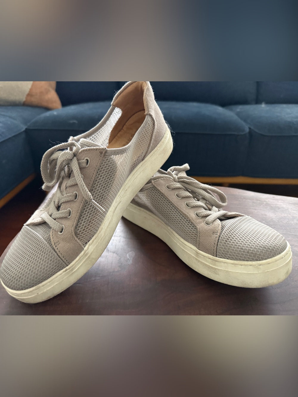 Naturalizer Women’s Beige Mesh Lace-Up Sneakers, Size 8.5